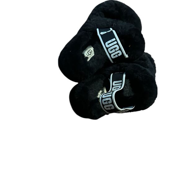 VERY NICE UGG Fluff Oh Yeah Slide black Sheepskin Slipper Shoes Women's Size 9 G - Picture 5 of 10